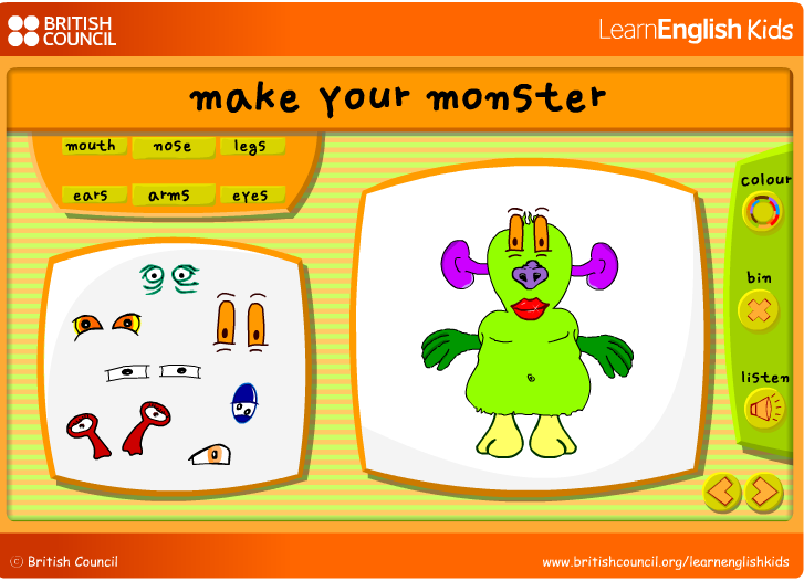 Your game english. Make your Monster British Council. Make your Monster British Council Kids. British Council Kids English. Игра make your Monster.